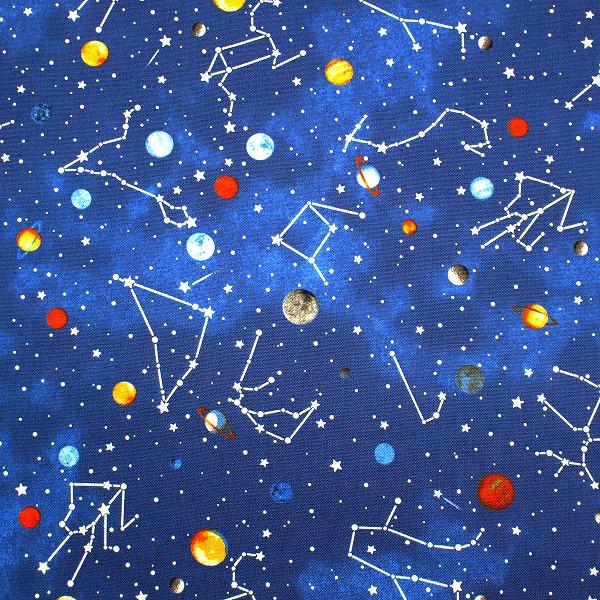 生地 布 宇宙柄 星と星座 スター ネイビー オックス 綿100％ 約110cm幅