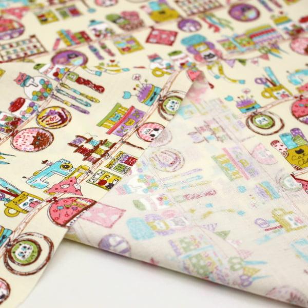 猫の手芸店 ミシン ネコ柄 シーチング 綿100％ 生地 COCO2602-3 約110cm幅 日本製 ゆうパケット2.5ｍ対応【10cm単位価格】 |  | 06
