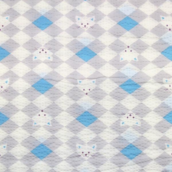 生地 布 タヌキとネコ こどものえくぼ たぬきとねこ 和柄 浴衣 甚平 リップル 綿100％ 約106cm幅 ECB-52 ゆうパケット1.5ｍ対応 10cm単位価格 |  | 03