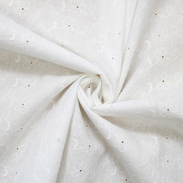 生地 布 綿レース お花と刺しゅう キャンブリック レース 綿100％ 約100cm幅（刺しゅう幅） H9366 ゆうパケット2ｍ対応 10cm単位価格 |  | 07