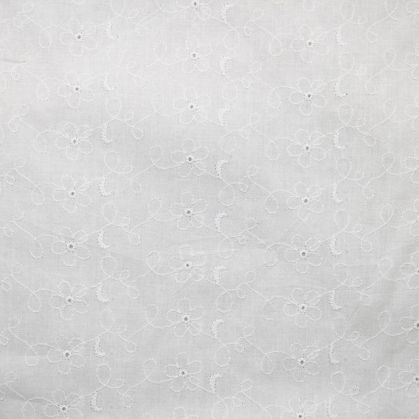 生地 布 綿レース お花と刺しゅう キャンブリック レース 綿100％ 約100cm幅（刺しゅう幅） H9366 ゆうパケット2ｍ対応 10cm単位価格 |  | 01