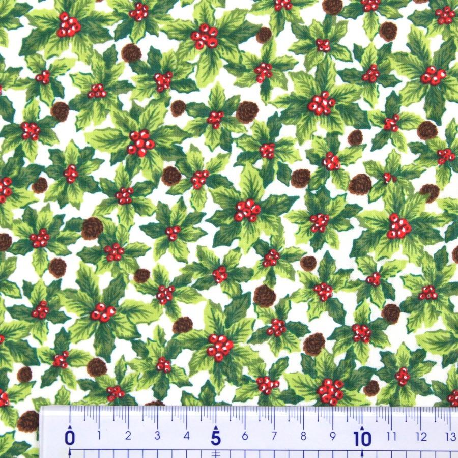 【10cm単位価格】 クリスマス ヒイラギ 柊 クリスマスホーリー Christmas コットンシーチング 綿100% 生地 布 約108cm幅 ゆうパケット2.5m対応|toraya-fabric|02