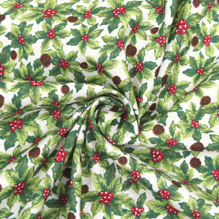【10cm単位価格】 クリスマス ヒイラギ 柊 クリスマスホーリー Christmas コットンシーチング 綿100% 生地 布 約108cm幅 ゆうパケット2.5m対応|toraya-fabric|06