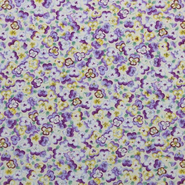 生地 布 小さなパンジービオラ viola pansy 花柄 綿100