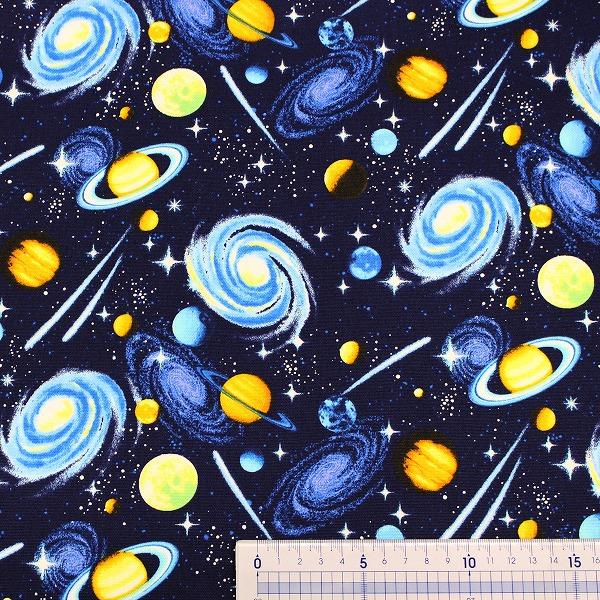 新入荷生地 生地 布 リアルな宇宙柄 キラキラスター 星 オックス 綿100％ 約110cm