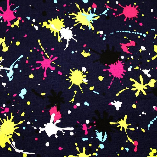 生地 布 ペイント柄 インク ペインティング ゲーム風 ドット オックス