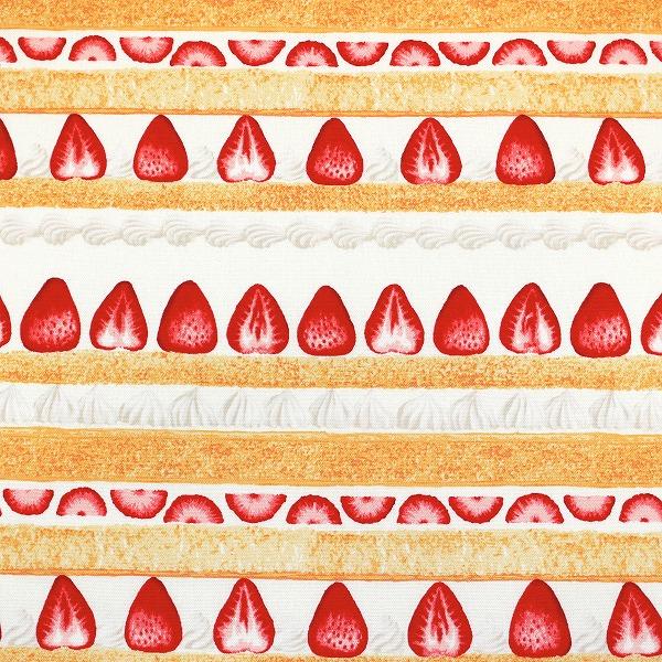 生地 布 美味しそうなケーキ柄 ショートケーキ 断面 いちご スイーツ