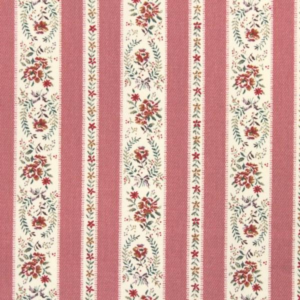 生地 布 ストライプ フラワー アンティーク風 花柄 コットンツイル 綿