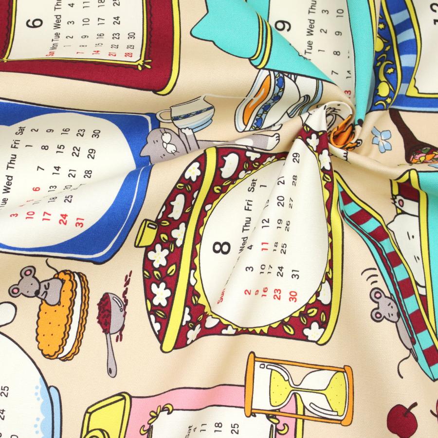 生地 布 ティータイム にゃんこ 2026年 コットンこばやし カレンダー