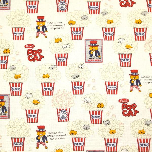 生地 布 POP CAT ポップコーン猫 にゃんこ ねこ キャンバス 綿100％ 約110cm幅 コットンこばやし ゆうパケット2ｍ対応 10cm単位価格 |  | 01