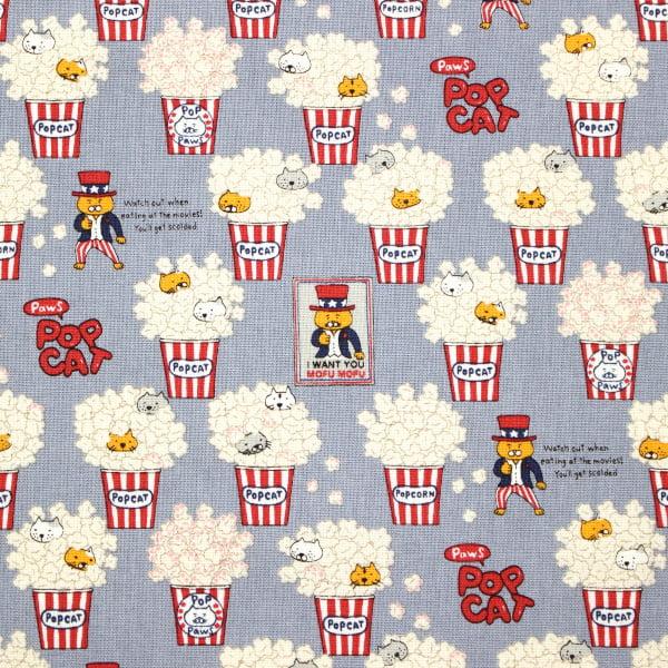 生地 布 POP CAT ポップコーン猫 にゃんこ ねこ キャンバス 綿100％ 約110cm幅 コットンこばやし ゆうパケット2ｍ対応 10cm単位価格 |  | 02