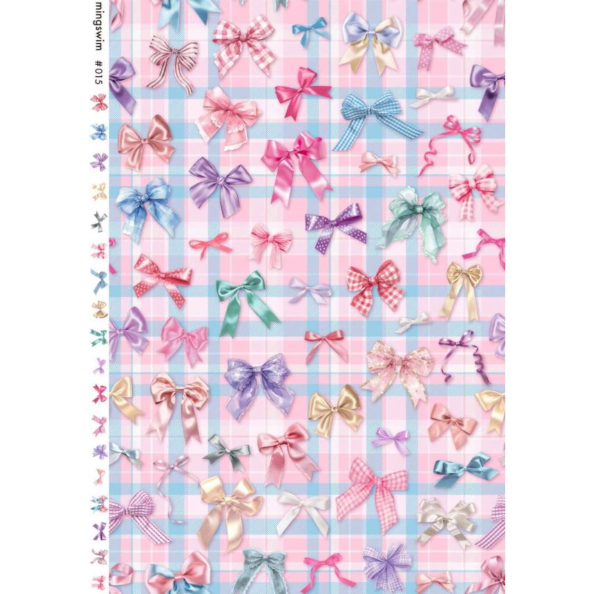 リボン柄 スイートリボンコレクション チェック mingswim デジタルプリント シーチング 綿100％ 生地 約110cm幅 MS-015 ゆうパケット2.5ｍ対応 10cm単位価格 |  | 06