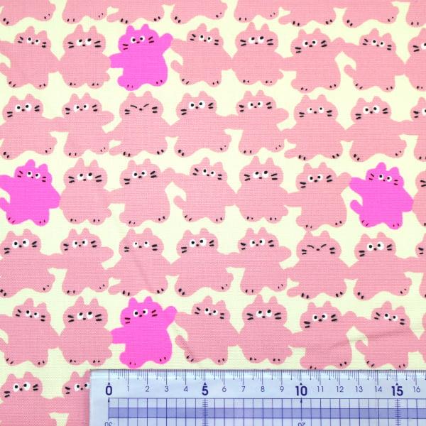 生地 布 蛍光顔料プリント メロウフレンズ 猫 MELLOW FRIENDS オックス 綿100% 約110cm幅 ゆうパケット2ｍ対応 10cm単位価格 |  | 04