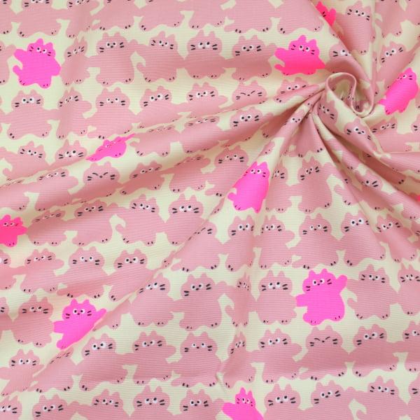 生地 布 蛍光顔料プリント メロウフレンズ 猫 MELLOW FRIENDS オックス 綿100% 約110cm幅 ゆうパケット2ｍ対応 10cm単位価格 |  | 08