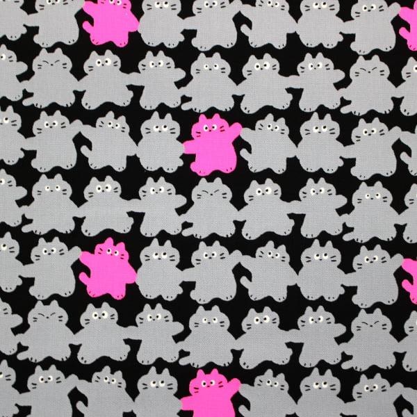 生地 布 蛍光顔料プリント メロウフレンズ 猫 MELLOW FRIENDS オックス 綿100% 約110cm幅 ゆうパケット2ｍ対応 10cm単位価格 |  | 10