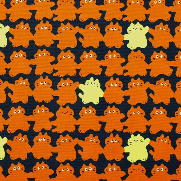 生地 布 蛍光顔料プリント メロウフレンズ 猫 MELLOW FRIENDS オックス 綿100% 約110cm幅 ゆうパケット2ｍ対応 10cm単位価格 |  | 02