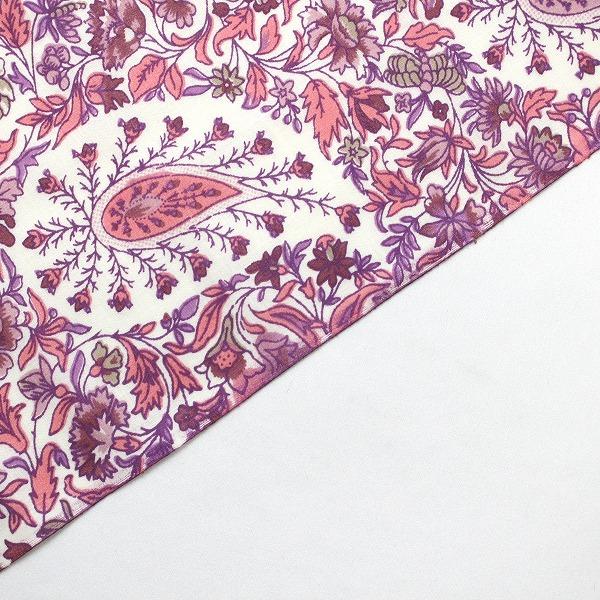 生地 布 インド綿 ピンク 草花 ペイズリー柄 ボタニカル 植物 平織 綿