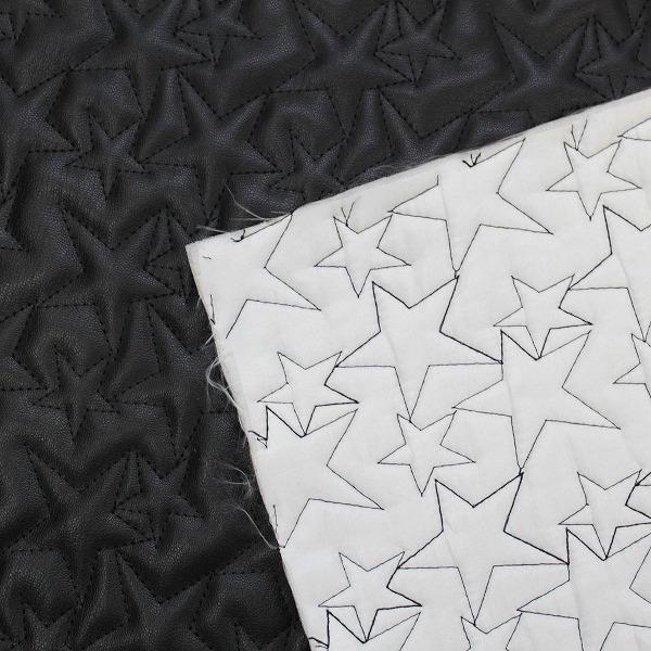 生地 布 星柄ステッチ スター 合皮レザーキルト キルティング レザー