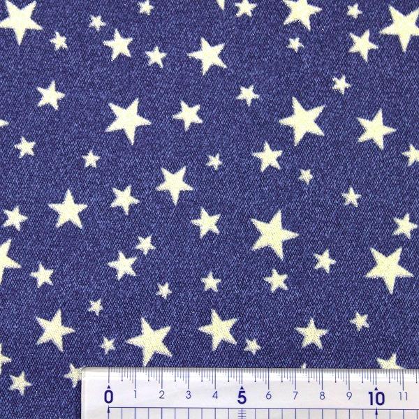 生地 布 星ラメツイル 星柄 スター デニム風 コットンツイル 綿100％ 約110cm幅 R2002 ゆうパケット2ｍ対応 10cm単位価格 |  | 04