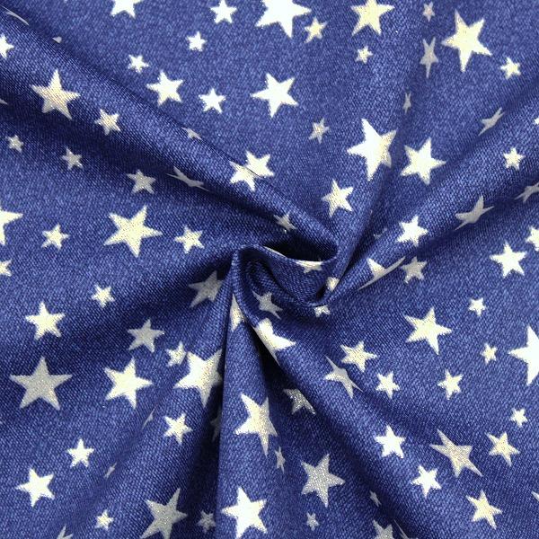 生地 布 星ラメツイル 星柄 スター デニム風 コットンツイル 綿100％ 約110cm幅 R2002 ゆうパケット2ｍ対応 10cm単位価格 |  | 08
