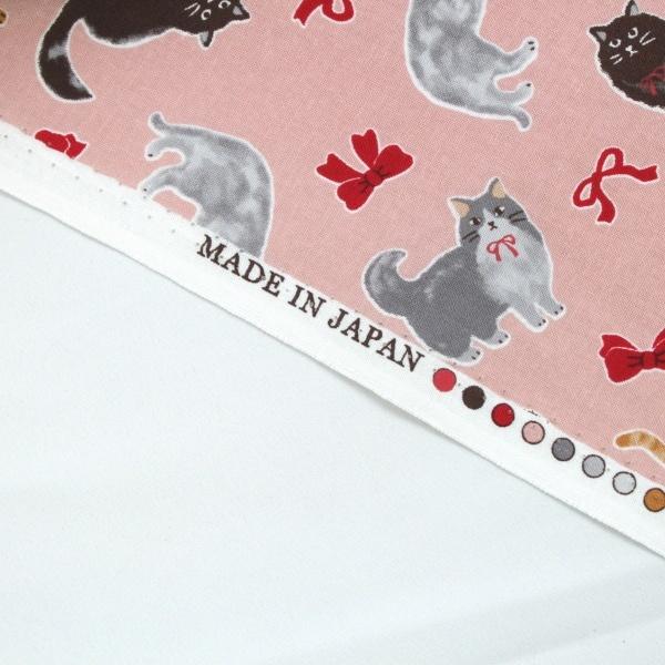 【10cm単位価格】 ねことリボン cat 綿100% シーチング 生地 布 約110cm幅 ゆうパケット2.5m対応|toraya-fabric|05