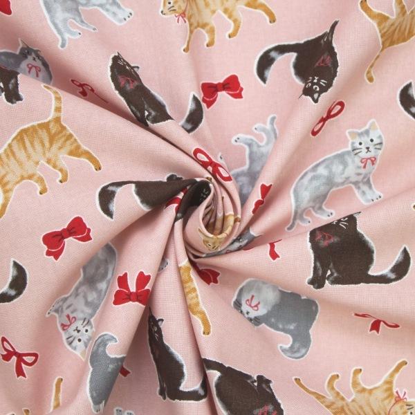 【10cm単位価格】 ねことリボン cat 綿100% シーチング 生地 布 約110cm幅 ゆうパケット2.5m対応|toraya-fabric|06