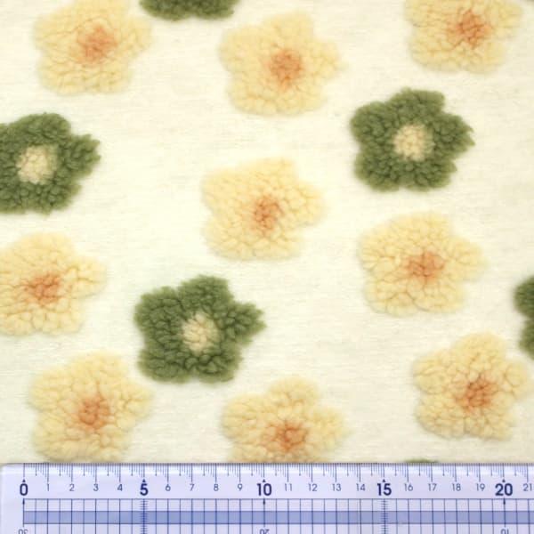 生地 布 花柄ジャガード 起毛 ニット フリース風 もこもこ あったか