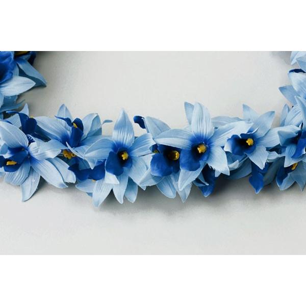 フラダンス　ハワイアンレイ　レイ　フラワーレイ　バンダオーキッドダブルレイ　ブルー　青 |  | 01