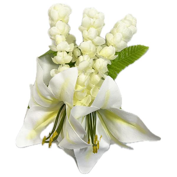 フラダンス 髪飾り ヘアクリップ リリーピカケクリップ ホワイト 白