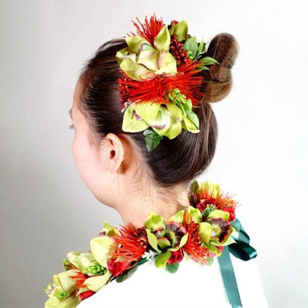 フラダンス　レイ　アレンジ レイ＆ヘアクリップセット 　KCLS-012　レフア＆シンビジュームレイ&クリップセット |  | 01