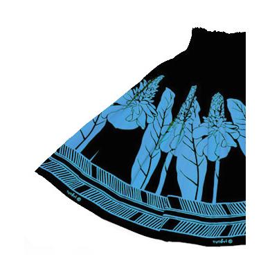 フラダンス パウスカート TUTUVI トーチジンジャー ブラック・ブルー