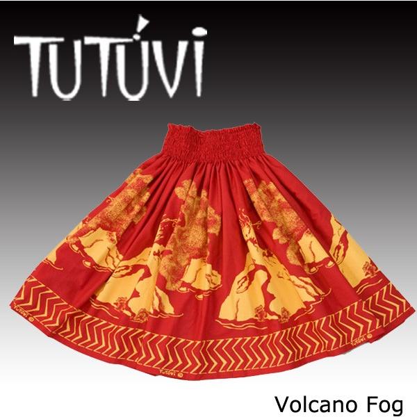 フラダンス パウスカート TUTUVI  ボルケーノフォグ レッド・イエロー 赤 黄 スカート（パウスカート）