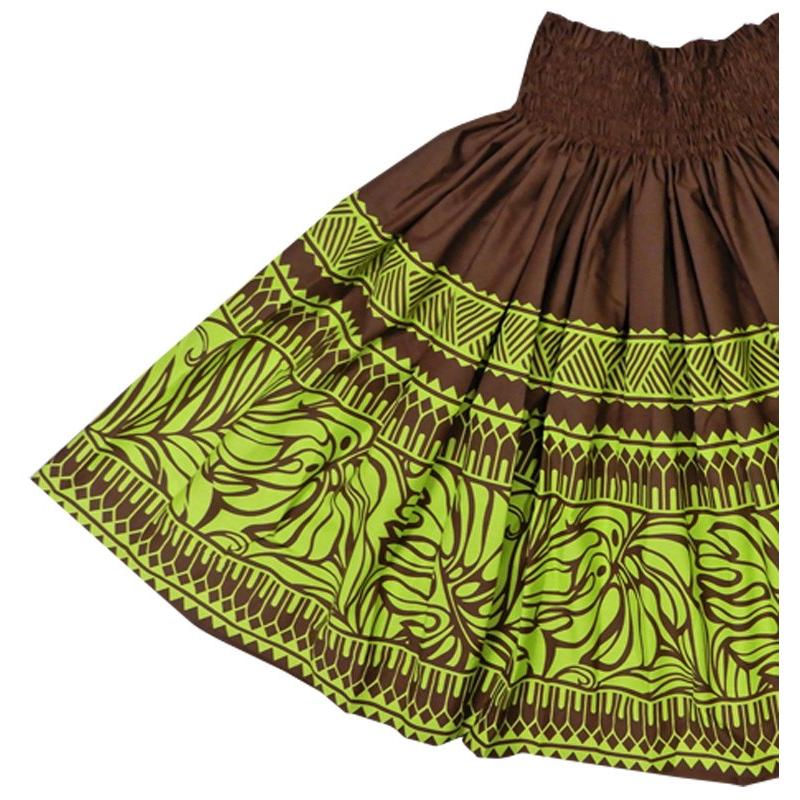 フラダンス衣装 パウスカート ハワイアンプリント パウ ブラウン