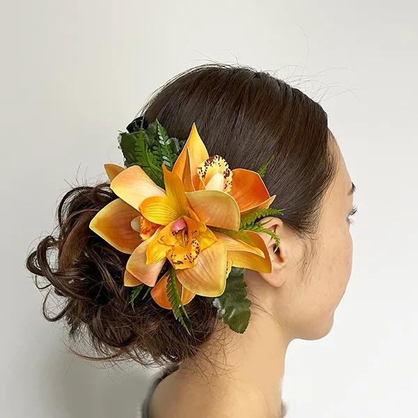 フラダンス レイ アレンジ レイ＋シンビジューム4輪クリップセット