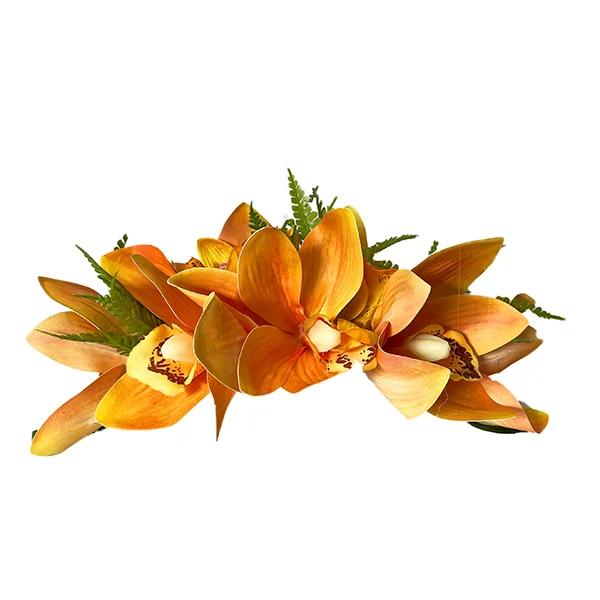 フラダンス　レイ　クリップ　2点セット フラダンス レイ アレンジ レイ＋シンビジューム7輪クリップセット