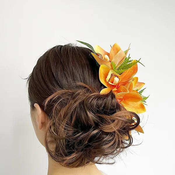 フラダンス レイ アレンジ レイ＋シンビジューム7輪クリップセット