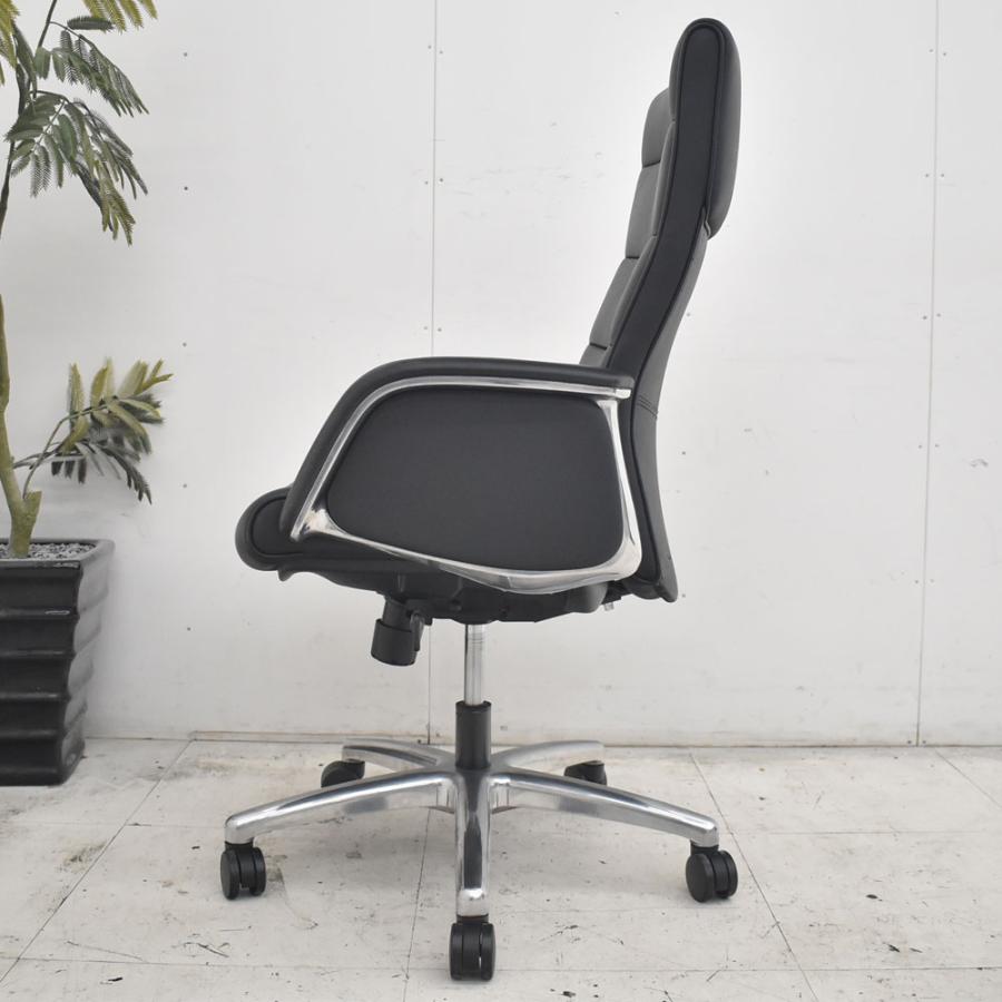 【中古】オカムラ　CEシリーズ　ハイバック　エグゼクティブチェア ブラック 【手作り】 総革張り　2018年製　2023010702