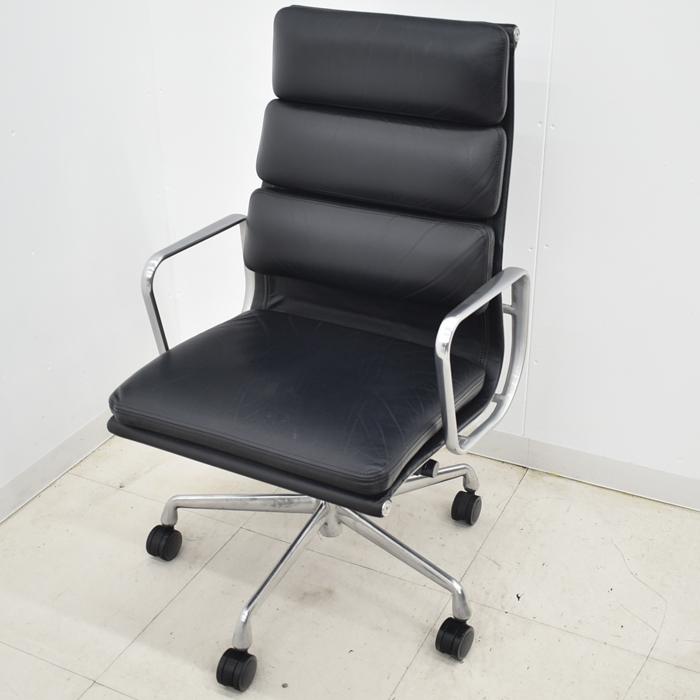 【中古】ハーマンミラー　イームズ　ソフトパッドグループエグゼクティブチェア　ポリッシュ　革張り　2024101203【中古オフィス家具】_1