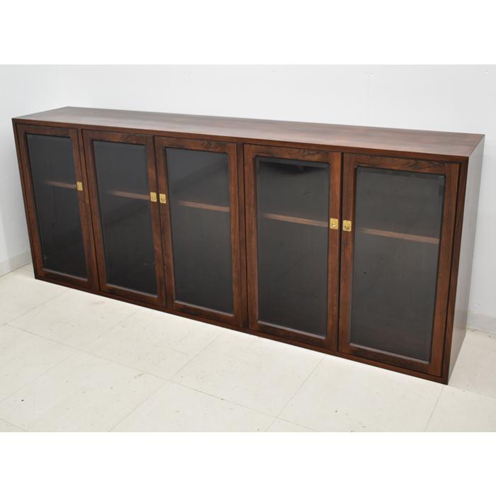 中古】メーカー不明 ヴィンテージ サイドボード ガラス扉 幅2100 