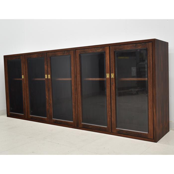 中古】メーカー不明 ヴィンテージ サイドボード ガラス扉 幅2100 