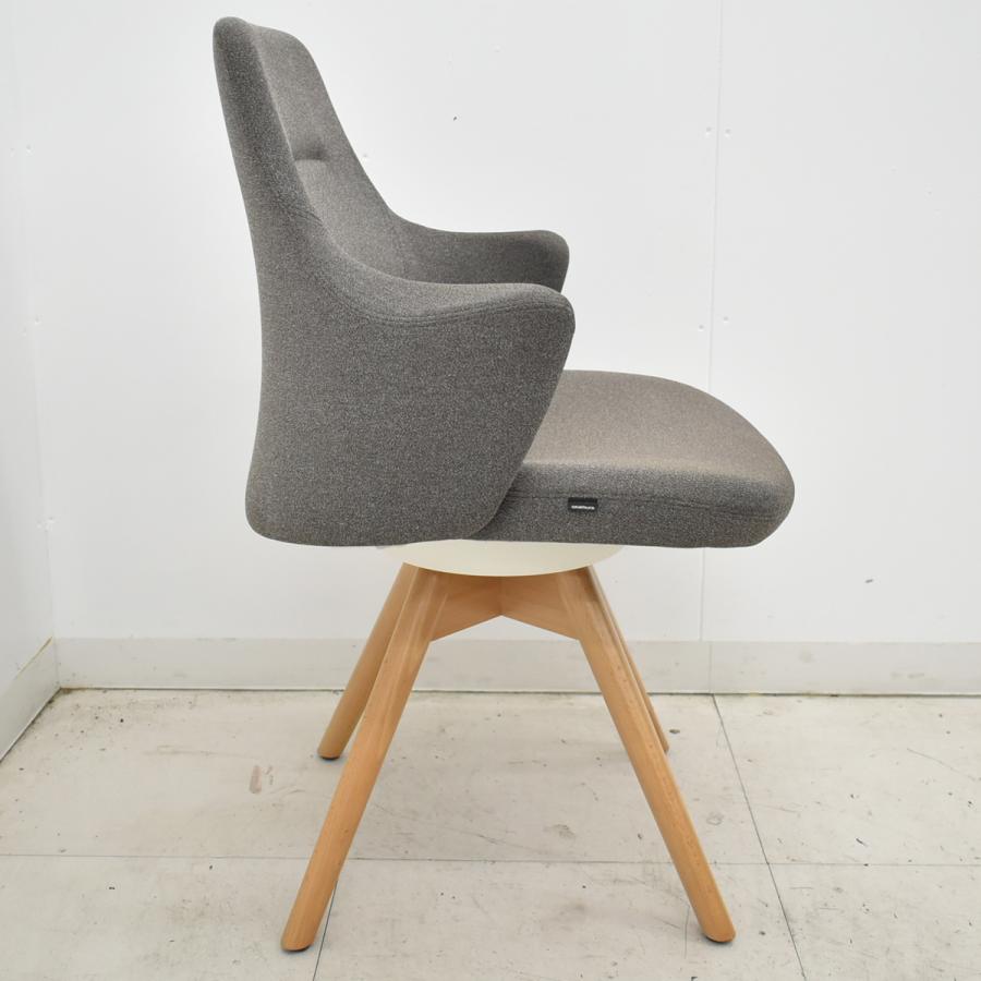 【中古】オカムラ　ライブス　ワークチェア　ロータイプ　木脚　回転タイプ　2026030402【中古オフィス家具】_12