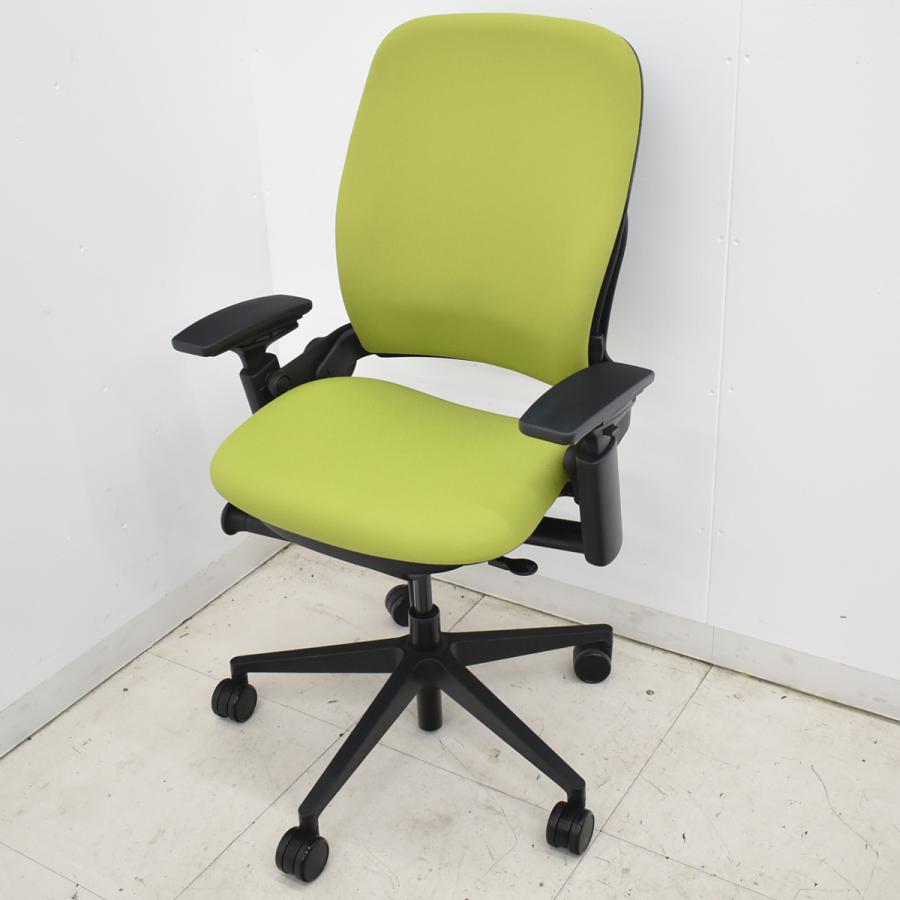 【中古】スチールケース リープＶ２ APモデル 可動肘 ランバーサポート グリーン 2026030503【中古オフィス家具】の画像