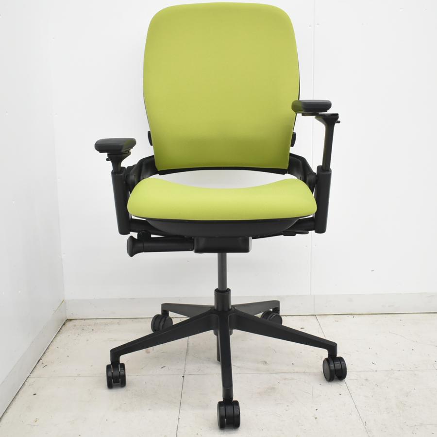 【中古】スチールケース リープＶ２ APモデル 可動肘 ランバーサポート グリーン 2026030503【中古オフィス家具】の画像
