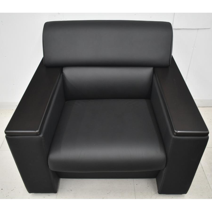 【中古】オカムラ　S-18H　高級応接６点セット　総革張り　ブラック　幅2070　2026040202【中古オフィス家具】_10
