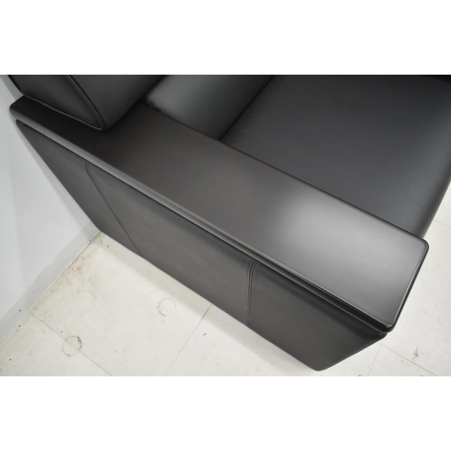 【中古】オカムラ　S-18H　高級応接６点セット　総革張り　ブラック　幅2070　2026040202【中古オフィス家具】_11