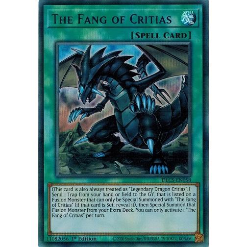 遊戯王 Dlcs En058 クリティウスの牙 The Fang Of Critias カラフルウルトラレア 青 Eu 1st Dlcs En058b トレカ道 通販 Yahoo ショッピング