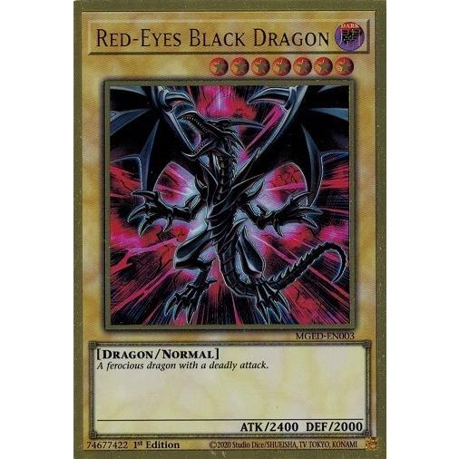 遊戯王 MGED-EN003 真紅眼の黒竜/Red-Eyes Black Dragon 新規イラスト (プレミアムゴールドレア） 英語(北米版) 1st ランクA｜torekado0822