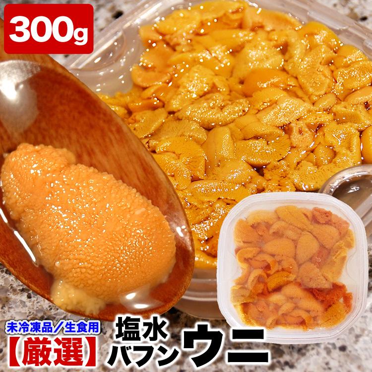 300g 塩水 バフンウニ 生 厳選A品プレミアム うに 雲丹 海栗 消費期限が短いため不在注意 お届け日指定不可／キャンセル不可 身の大小の指定不可 | 