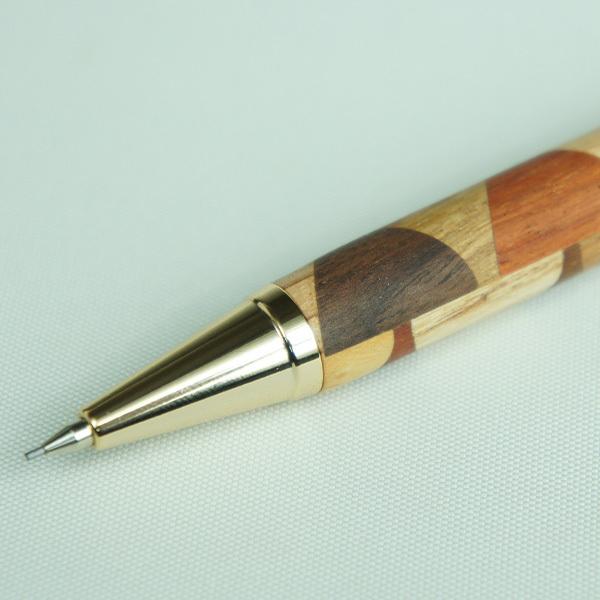 風味絶佳 白谷工房 寄木のシャープペンシル・三角チェック 木製