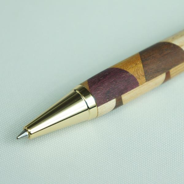 白谷工房 寄木のボールペン・三角チェック 木製 寄木細工 名入れ